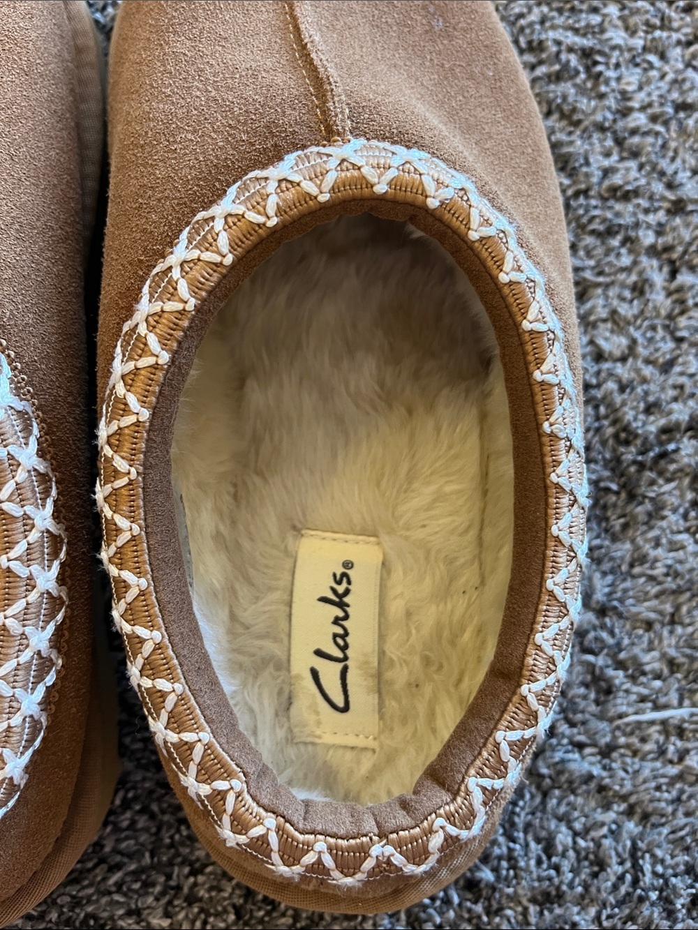 Clarks Chestnut Suede Slip-On Mules - Picture 4 of 9